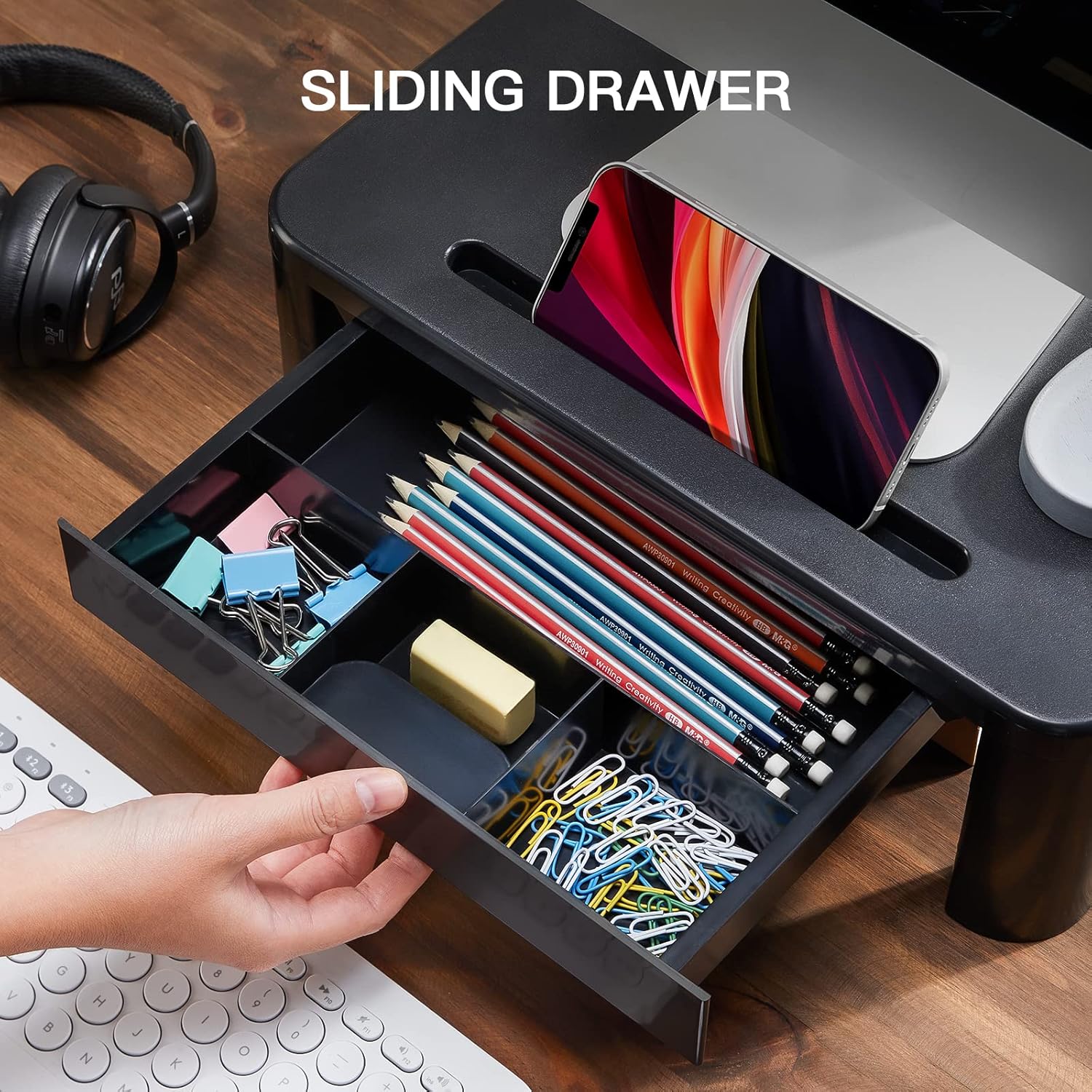 Thumbnail 3 de LORYERGO Monitor Stand for Desk – Height Adjustable with Drawer
