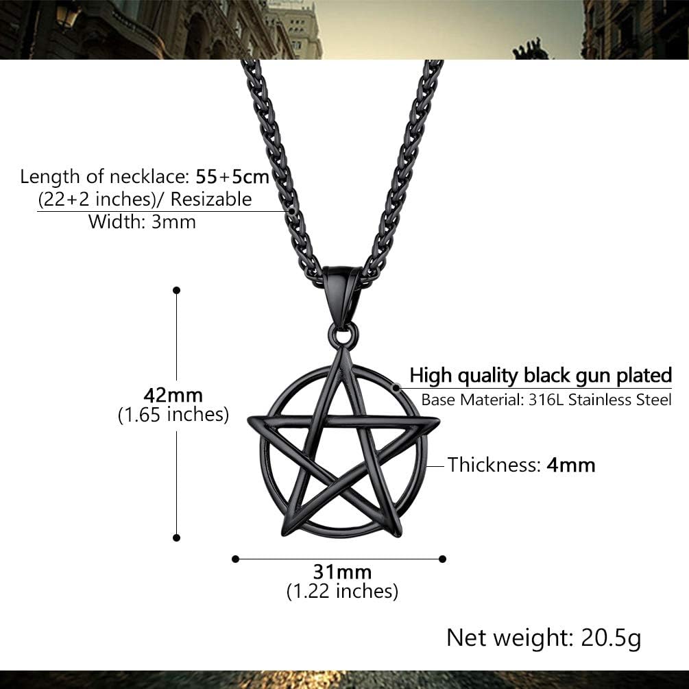 Thumbnail 5 de PROSTEEL Collana Uomo Pentagramma Rovescio Acciaio Nero Oro