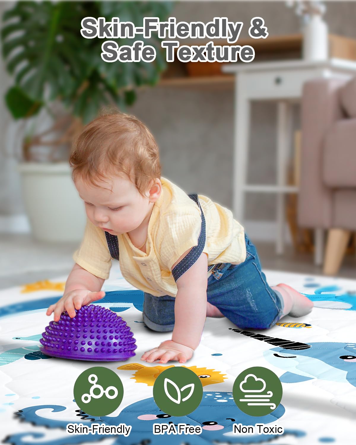 Detalle 2 de TINYHARBO PM001 Foam Baby Play Mat, 50 x 50 Inches, Washable Cover