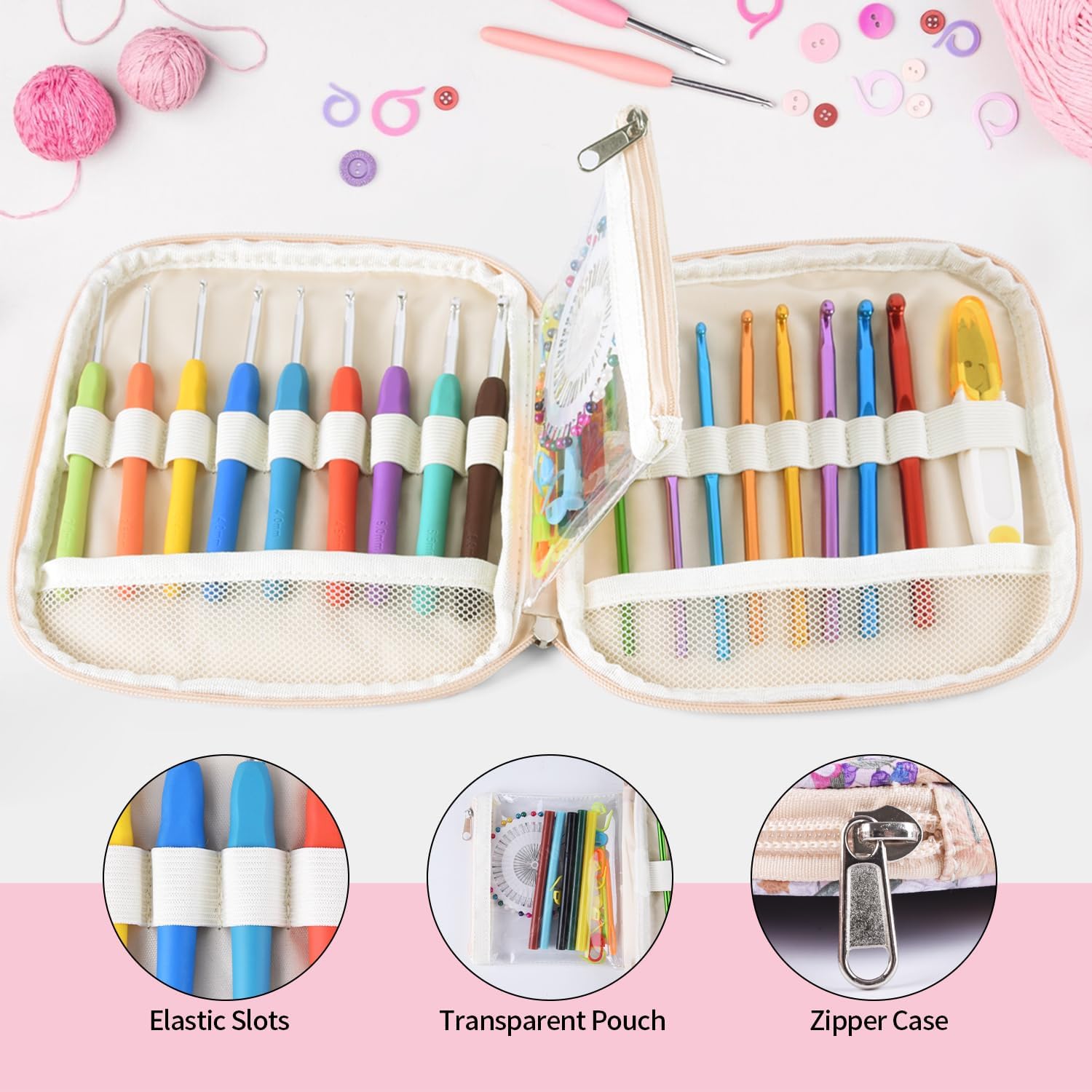 Thumbnail 2 de Crochet Hook Case, Pink Purple Flower