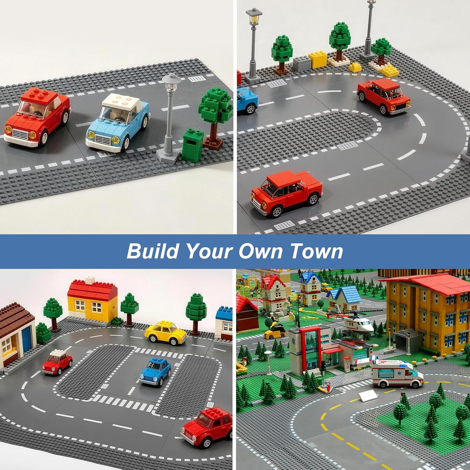 Thumbnail 3 de Pokiiulk 9 Pack Road Base Plates for Building – 10" x 10" ABS LEGO-Compatible, with DIY Yellow Stickers