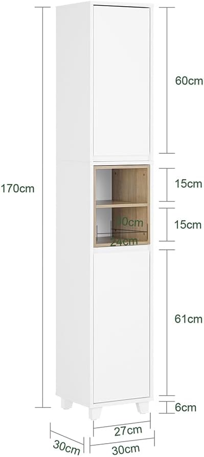Detalle de SoBuy BZR147-W meuble salle de bain 30x170x30 cm