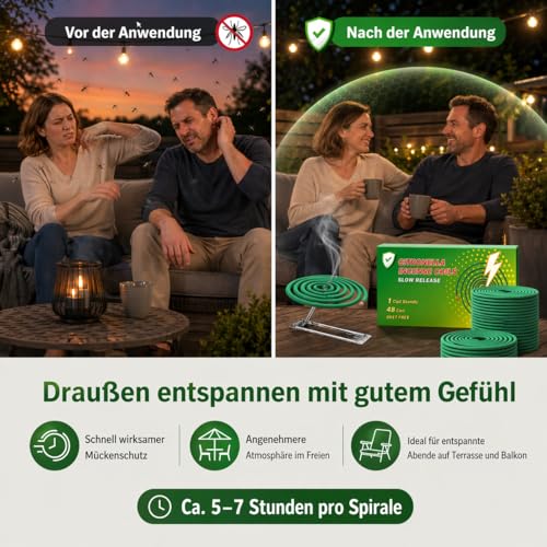 Thumbnail 4 de CHALLEY-YOKI Mückenspirale – Mückenschutz Räucherspirale Citronella, 48 Spiralen inkl. Halterung