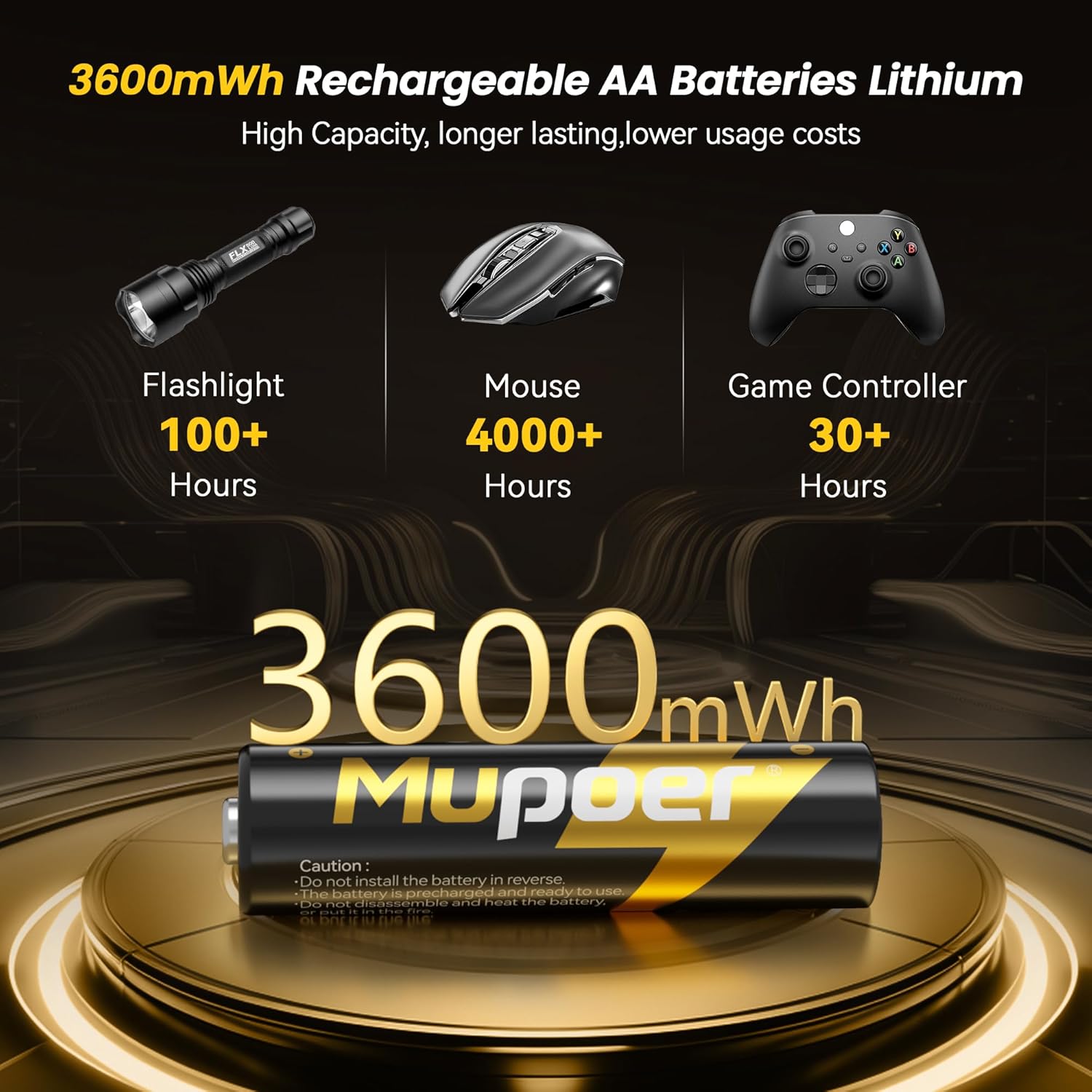 Thumbnail 6 de Rechargeable AA Lithium Batteries 1.5V (16-pack, 3600 mWh) – Rechargeable Lithium AA Cells (charger not included)