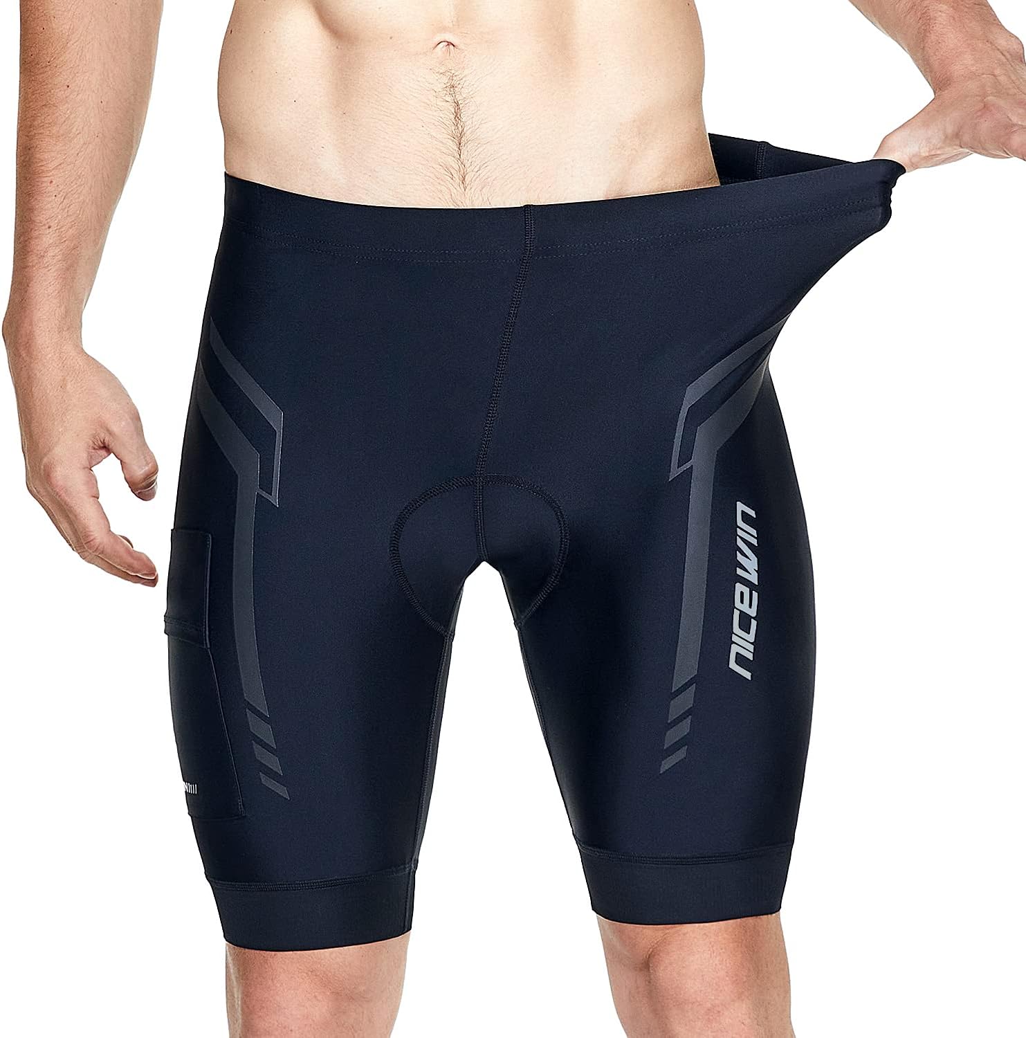 Detalle 2 de NICEWIN pantaloncini da ciclismo e motociclismo da uomo con imbottitura 3D e asciugatura rapida