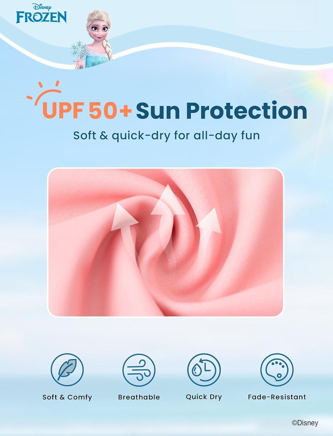 Detalle 2 de Disney Mickey and Friends Girls 2-Piece Long Sleeve Rash Guard Tankini