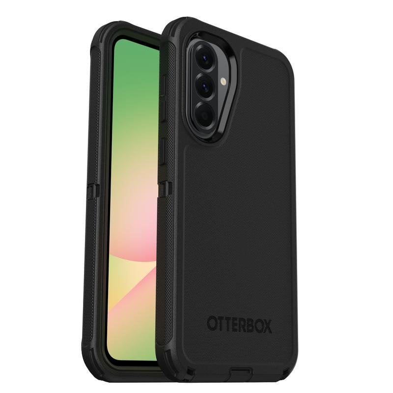 Detalle de OtterBox Defender Series Cover Silicona Negra para Galaxy A56 5G — máxima protección en triple capa