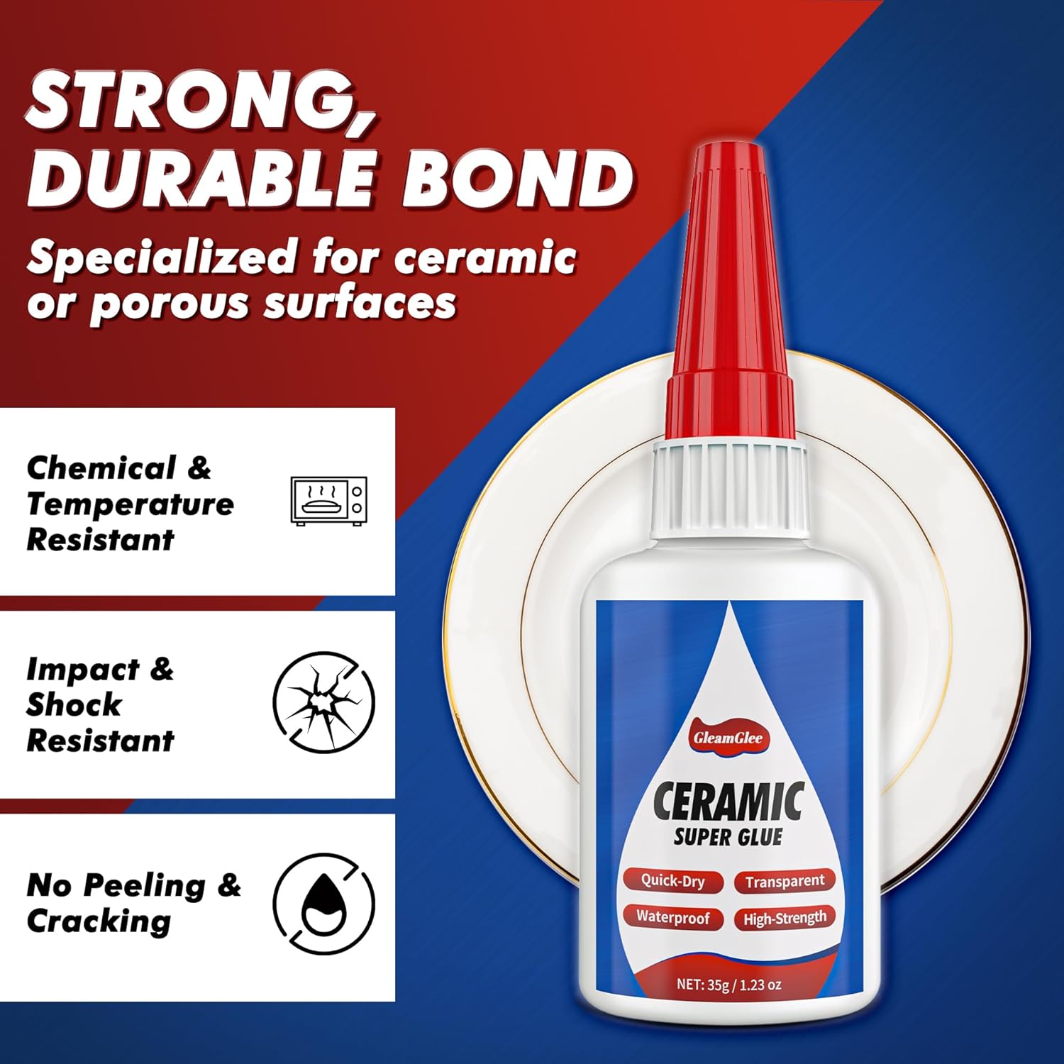 Detalle 2 de Ceramic Glue 35g x 2 Pack – ultra strong instant waterproof adhesive for porcelain, pottery and tiles