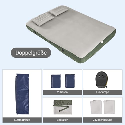 Detalle de SoBuy Camping Matratze 2 Personen mit Pumpe 191x22x137 cm – zuverlässig für Outdoor und Gästezimmer