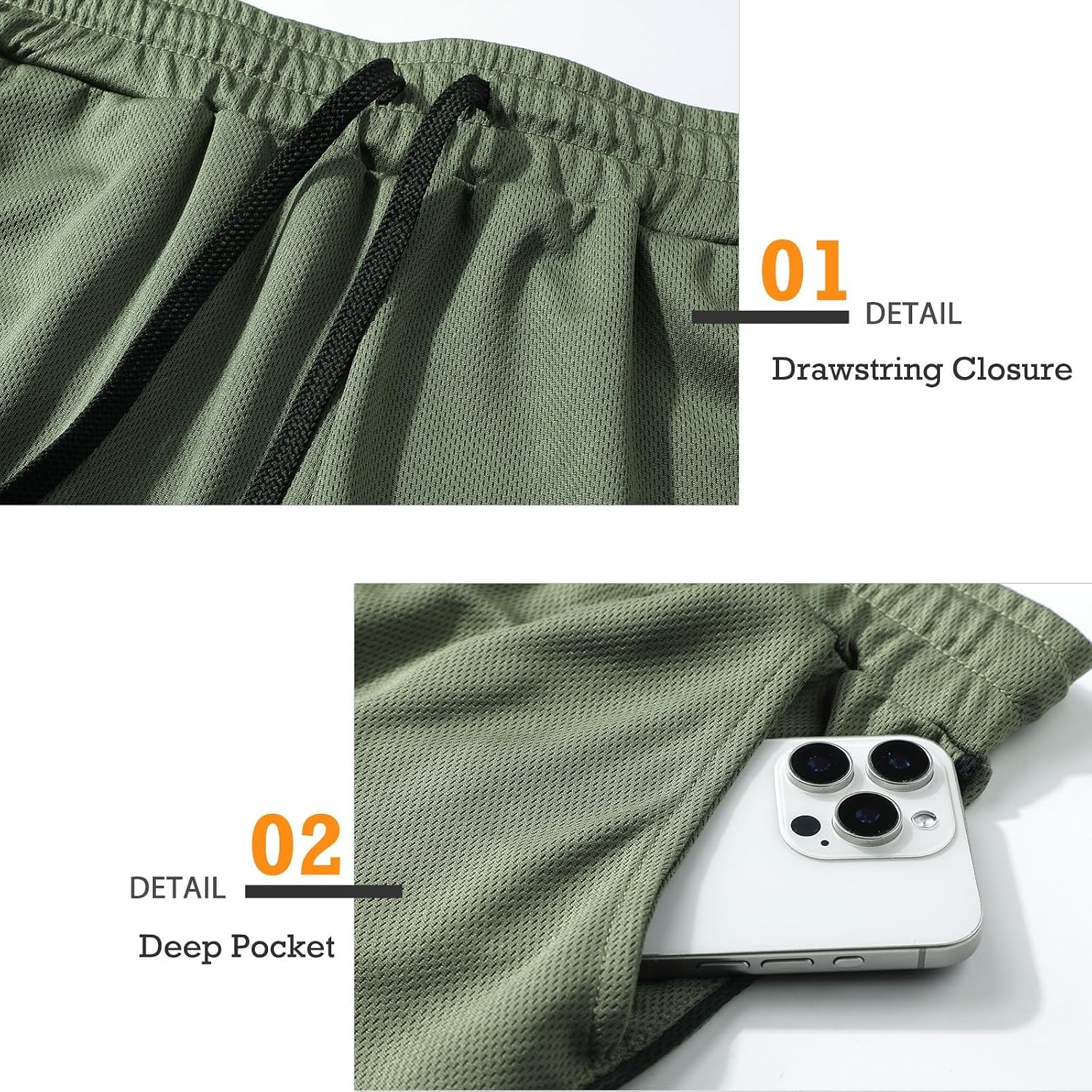 Thumbnail 4 de Surenow 3-Pack Mens Running/Gym Shorts (Quick-Dry, 3-Inch) with Pockets