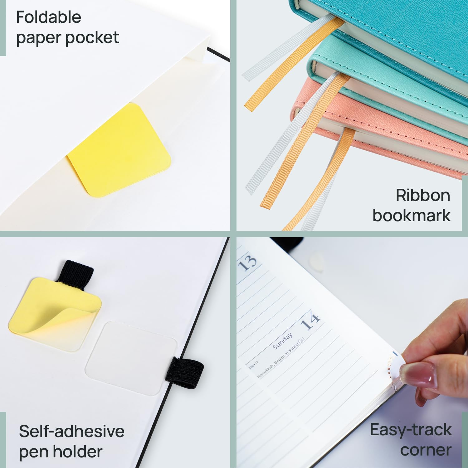 Thumbnail 5 de POPRUN 2026-2027 Academic Diary A5 Week to View (Aug'26–Dec'27) Soft Cover, 17 Months in Pink