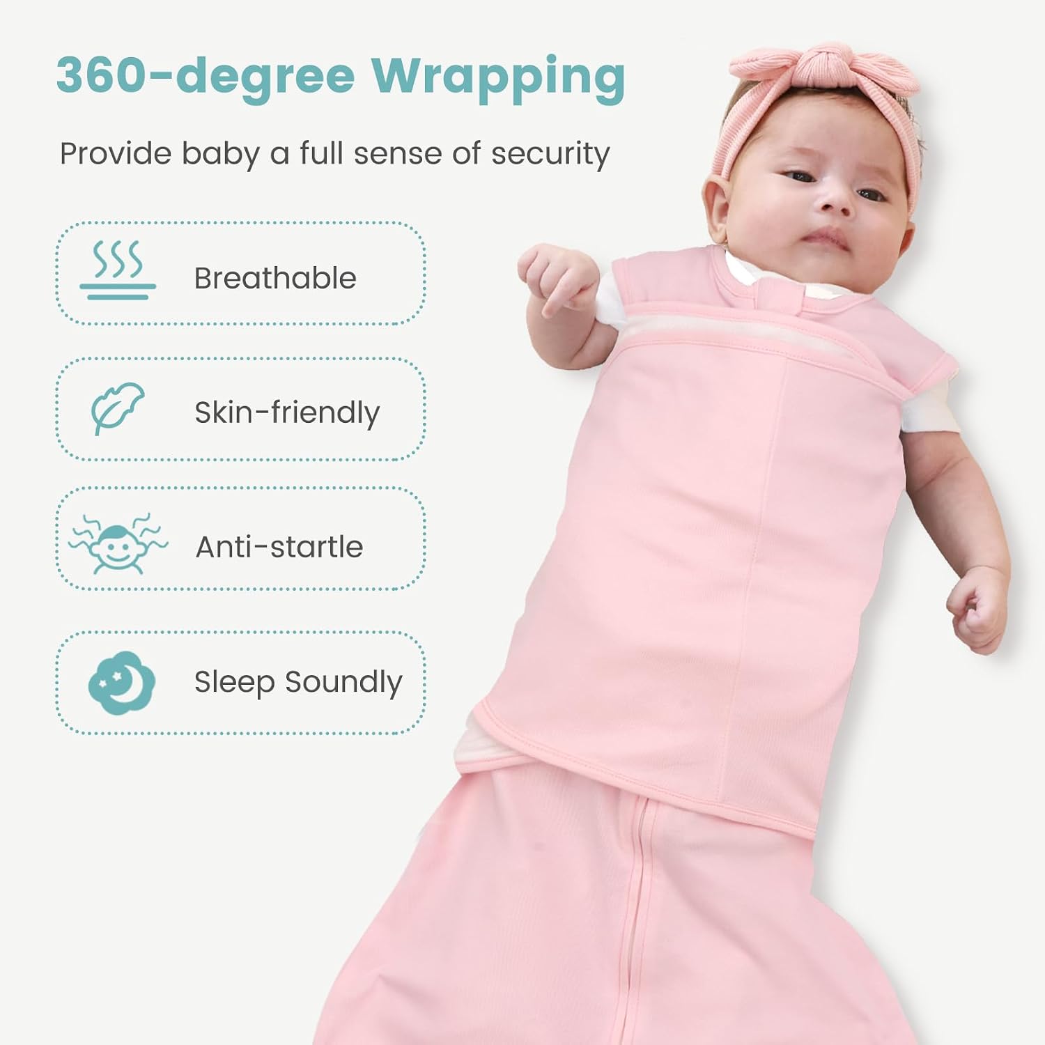 Detalle 2 de LILBESTIE Baby Sleeping Swaddle Bag 1.0 Tog 3-in-1: A Thoughtful 0–12 Month Swaddle for Peaceful Nights