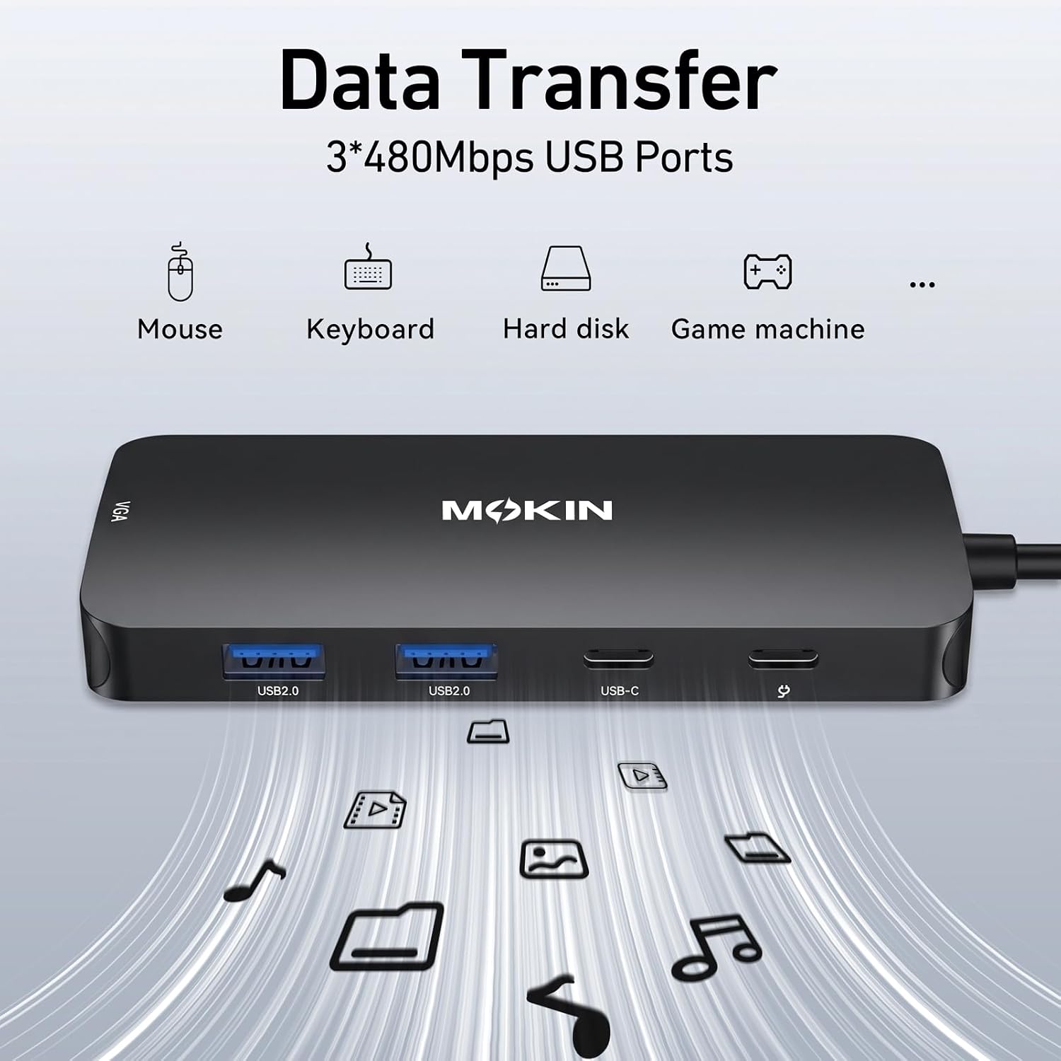 Detalle 2 de MOKiN USB-C Docking Station with Dual DisplayPort, HDMI, VGA and 100W PD