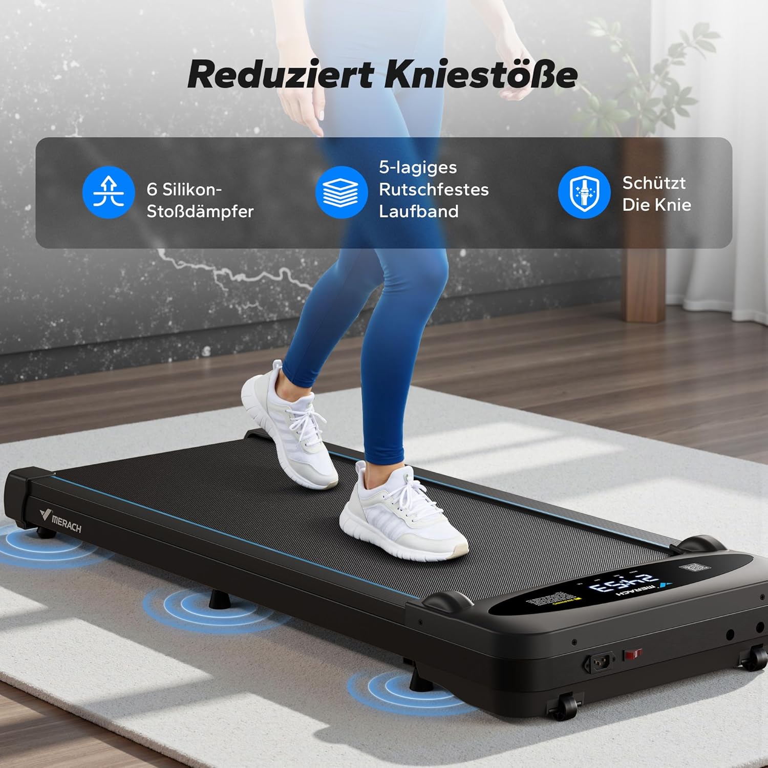 Detalle 2 de MERACH Walking Pad T26 – Kompaktes Schreibtisch-Laufband für Zuhause und Büro