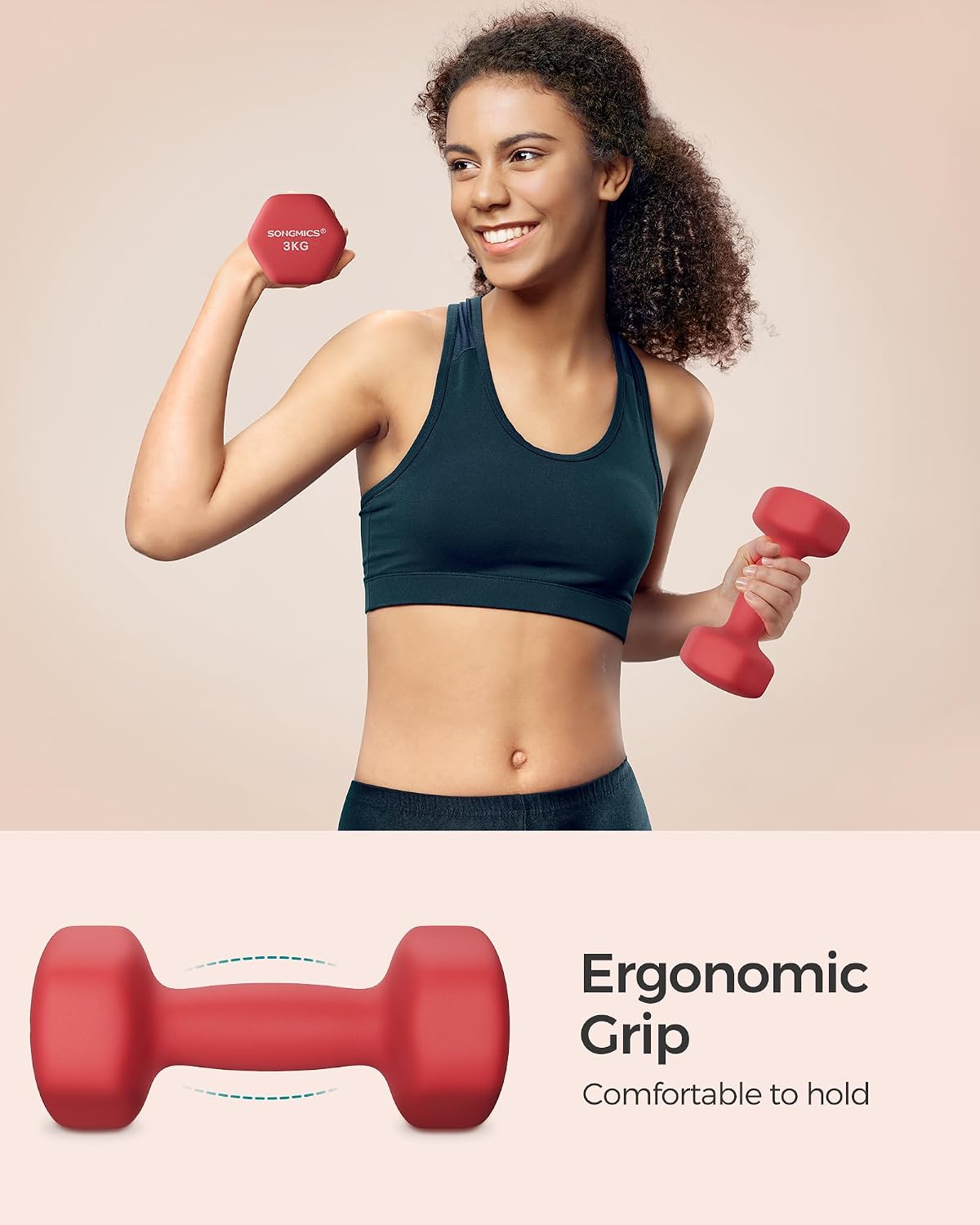 Detalle de SONGMICS Hex Dumbbells Set (2) with Neoprene Coating for Home Workouts