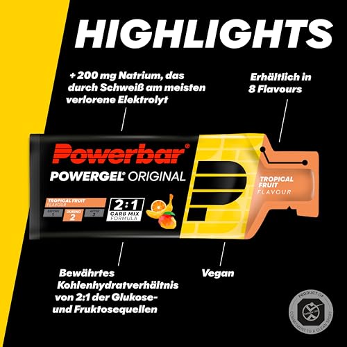 Detalle de Powerbar PowerGel Tropical Fruit (24x41g) – Energie gel für Ausdauer- und Kraftsport