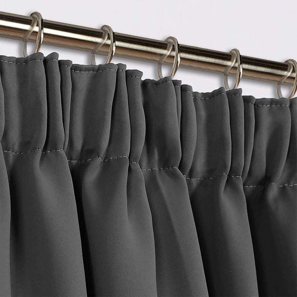 Detalle de Aspire Homeware Grey Blackout Curtains (Pencil Pleat) for Bedroom & Living Room, 46 x 54 inch pair
