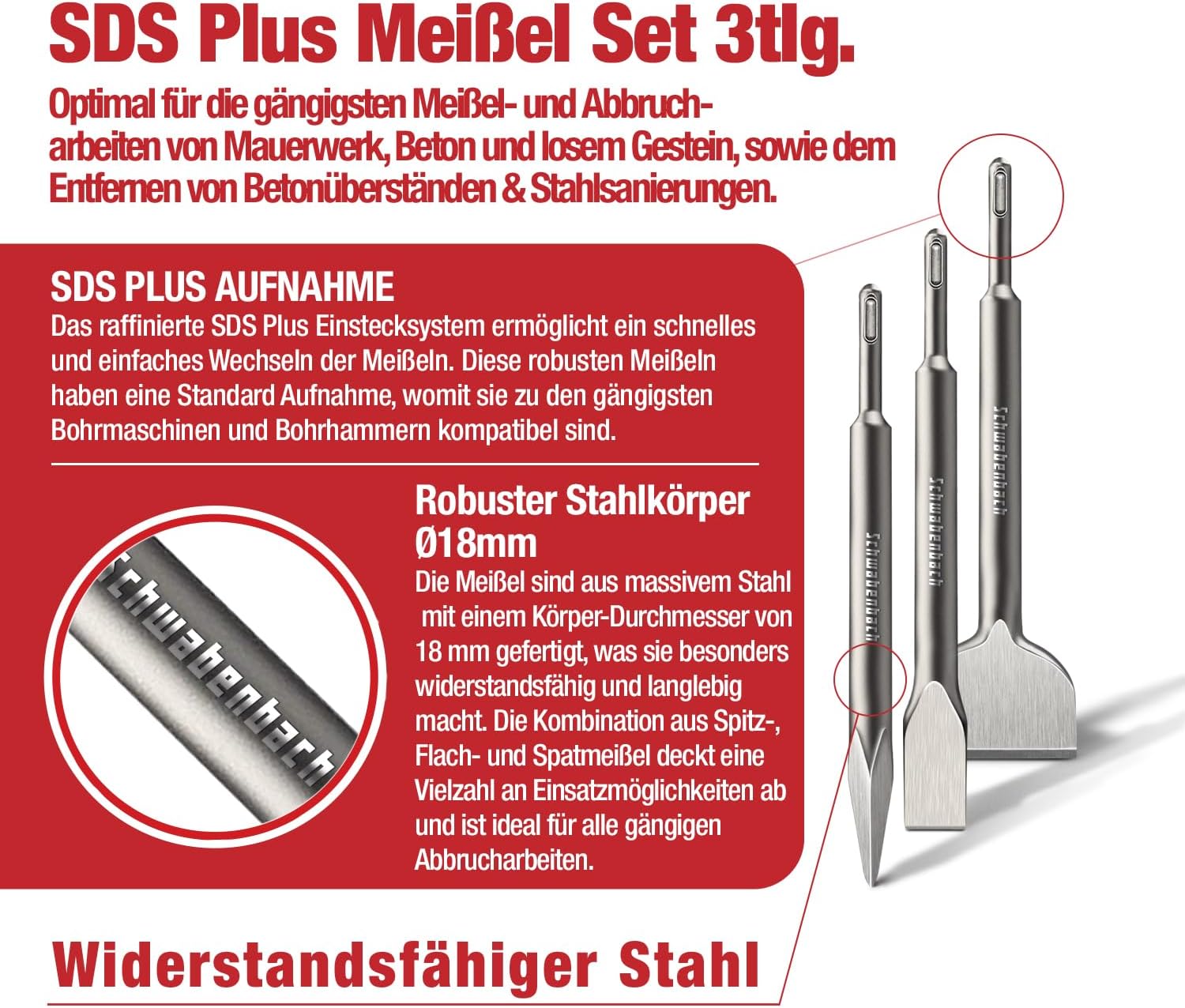 Thumbnail 4 de SCHWABENBACH scalpelli SDS Plus 250 mm 3 pz