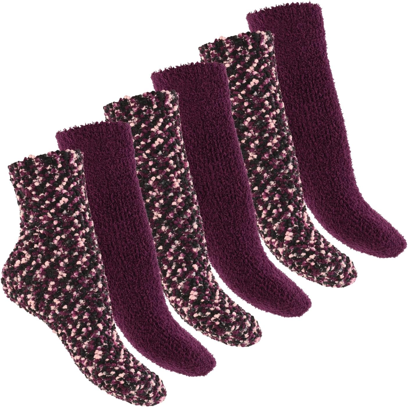 Detalle de Footstar Plush Socks for Women and Men, 6 Pairs with Soft or ABS Sole