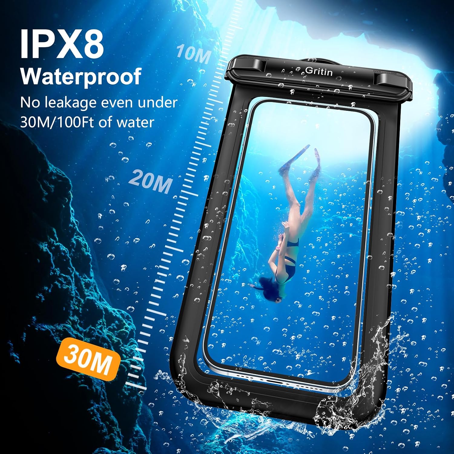 Detalle 2 de Gritin IPX8 Waterproof Phone Pouch 2 Pack