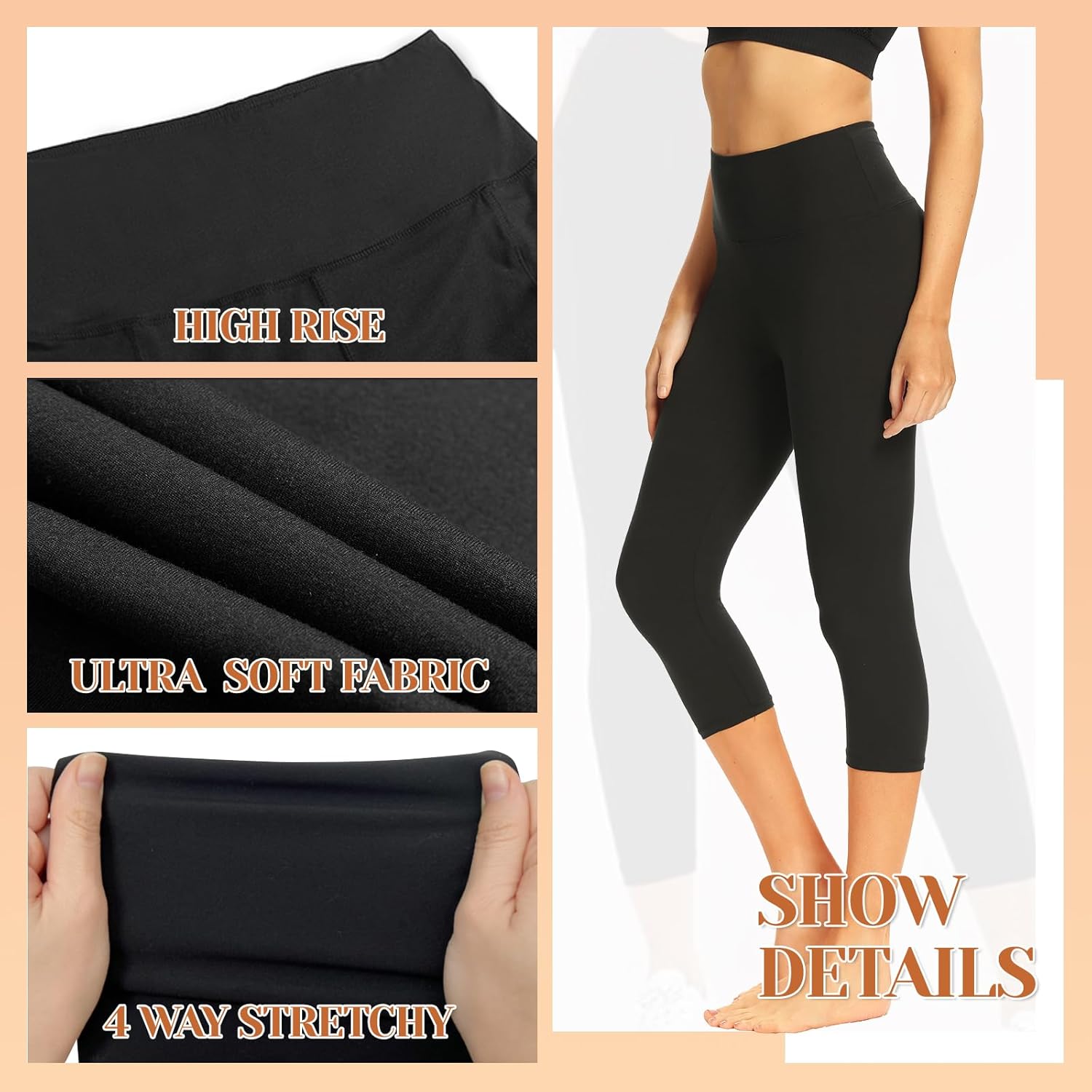 Thumbnail 3 de TNNZEET 7-Pack High-Waisted Yoga Leggings with Pockets (Full Length & Capri) for Women