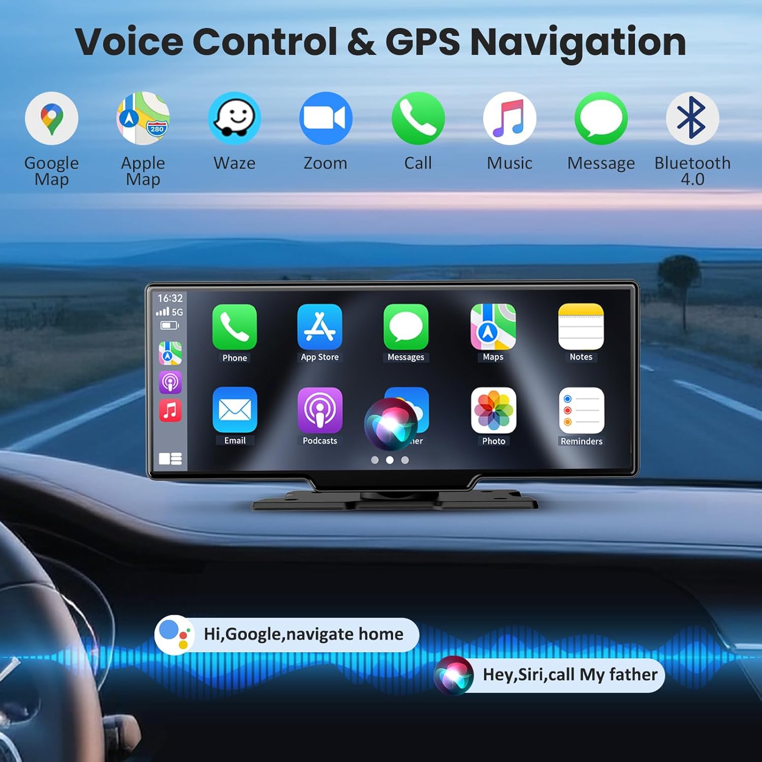 Thumbnail 5 de 11-Zoll Wireless CarPlay Display mit IPS-Touchscreen, 4K-Dashcam, Rückfahrkamera und Split Screen