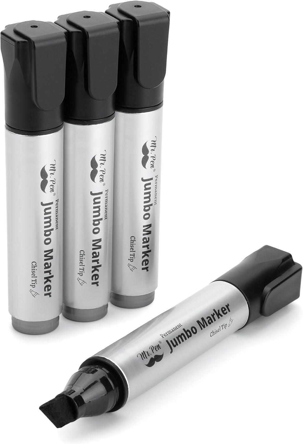 Detalle de Mr. Pen PMHJ008M310 Jumbo Permanent Markers, 4-Pack, Black Chisel Tip