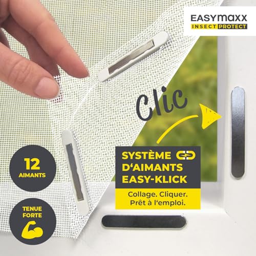 Detalle de EASYmaxx Moustiquaire de fenêtre avec fixation magnétique innovante – jusqu’à 130 x 150 cm