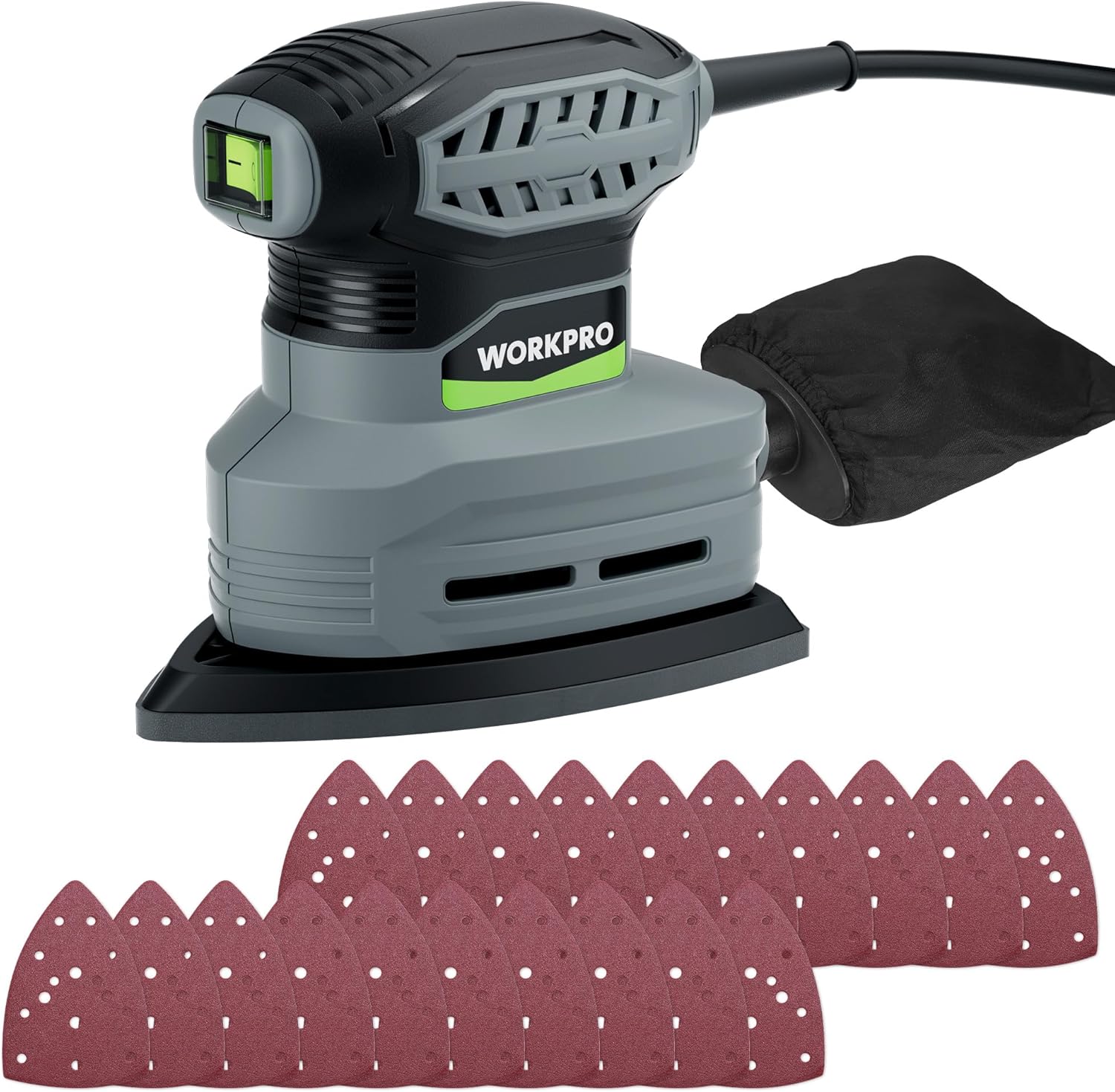 Detalle de WORKPRO Detail Sander (130 W) with Dust Collector and 20 Sandpapers