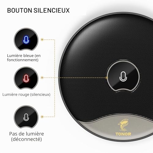 Detalle de TONOR TM20 – Microphone USB de conférence omnidirectionnel avec bouton muet