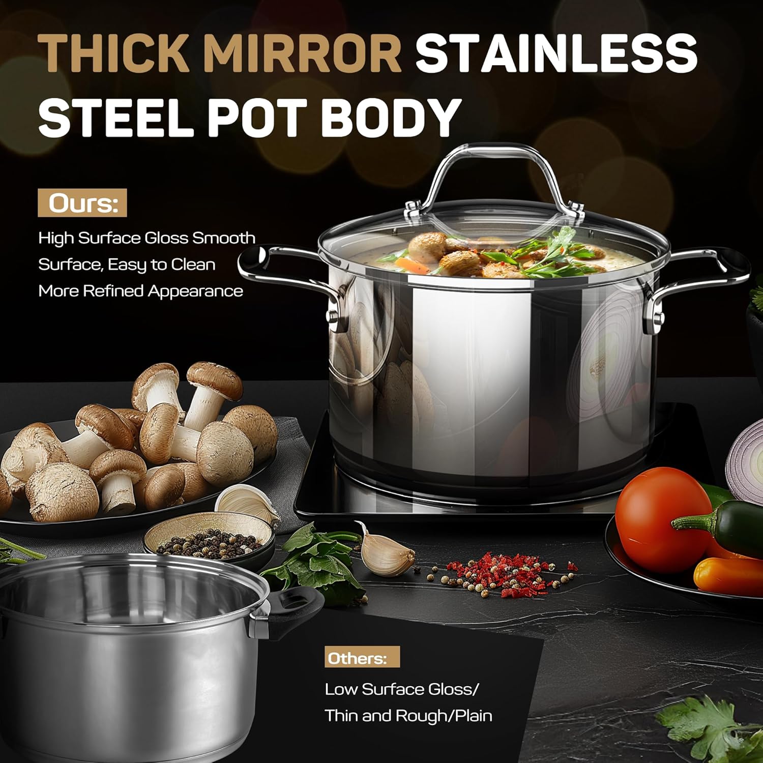 Thumbnail 3 de Ciwete 11-Piece Tri-Ply Stainless Steel Cookware Set with Steamer Insert