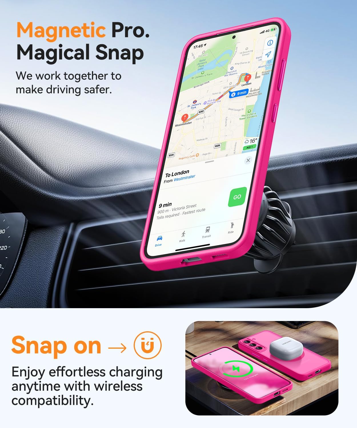 Thumbnail 3 de CANSHN cover magnetica per Samsung Galaxy S22 da 6,1" con protezione fotocamera completa rosa calda