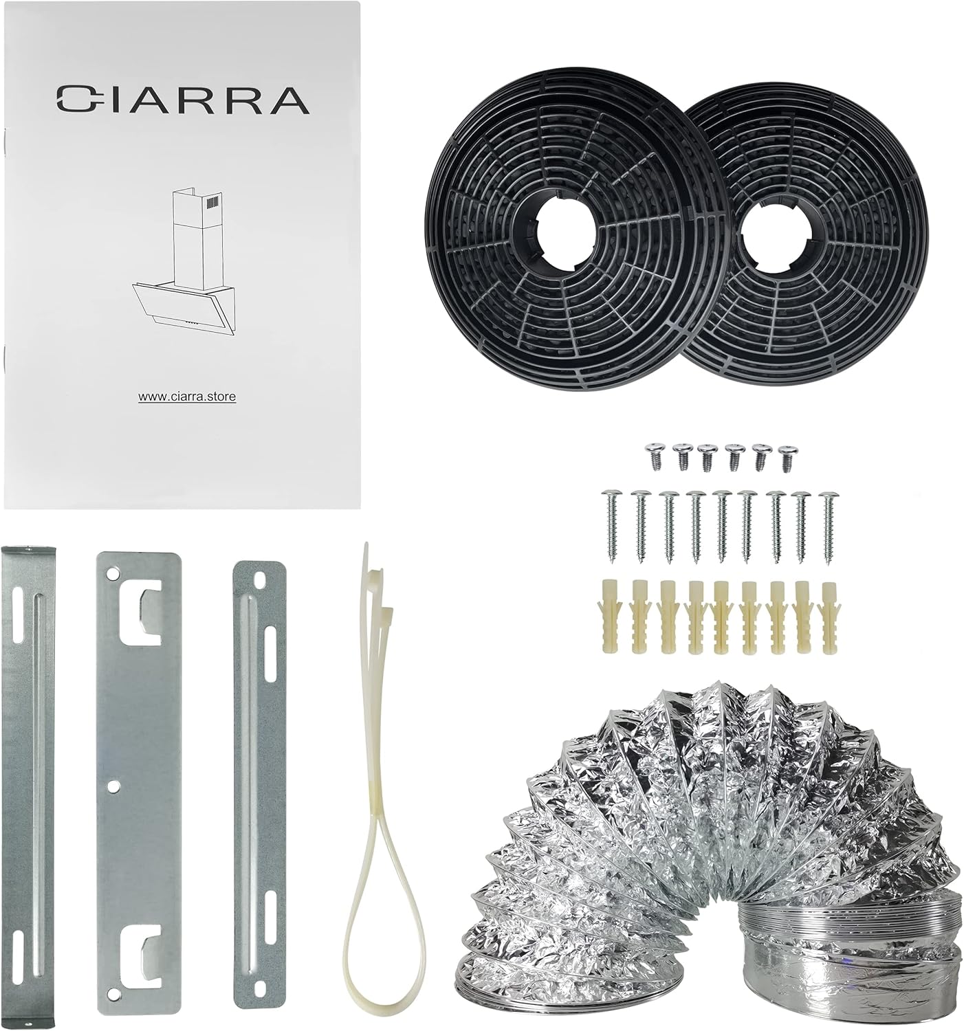 Thumbnail 5 de CIARRA Campana Extractora 60cm Extractor Cocina Clase A++ 350m³/h 3 Velocidades Potencia Recirculación Interna por Filtro de Carbono de Bajo Consumo Cristal y Acero inoxidable CBCB6736C