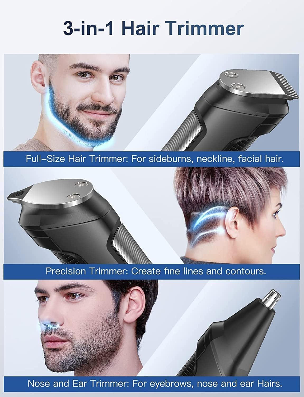 Detalle 2 de Barttrimmer Herren All‑in‑1 7 Aufsteckkämme ✂