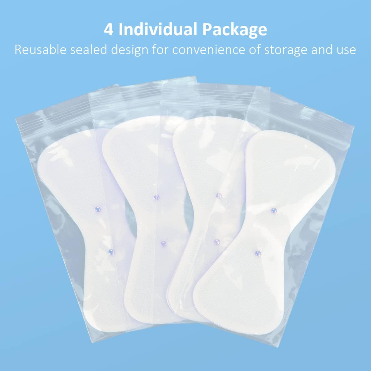 Detalle de Comfytemp Wireless TENS Machine Pads (4 Pack) – 5.1 x 2.4in Reusable Electrodes