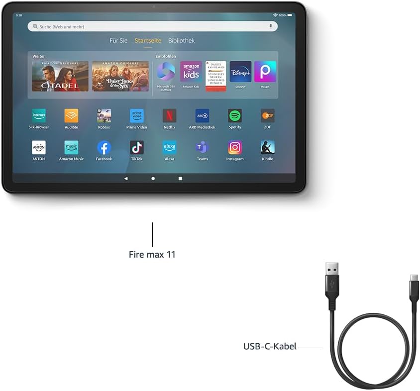 Detalle 2 de Amazon Fire Max 11-Tablet (Neueste Generation) – Großes 11-Zoll-Display, Octa-Core, 128 GB