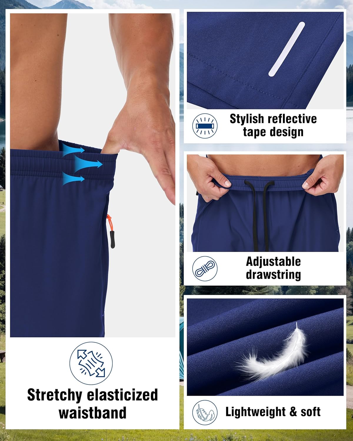 Thumbnail 3 de Zoofly 3er Pack Sportshorts Herren – Kurze, atmungsaktive Freizeit- und Trainingshosen mit Reißverschluss-Taschen