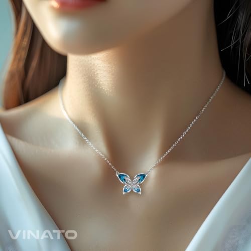 Detalle 2 de VINATO Collana donna farfalla cristallo blu