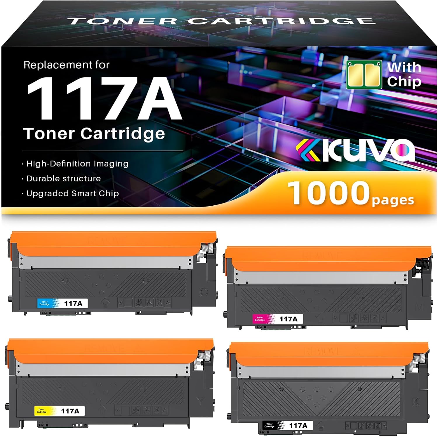 Cartuchos 117A compatibles pack 4 para HP 1.000 pág