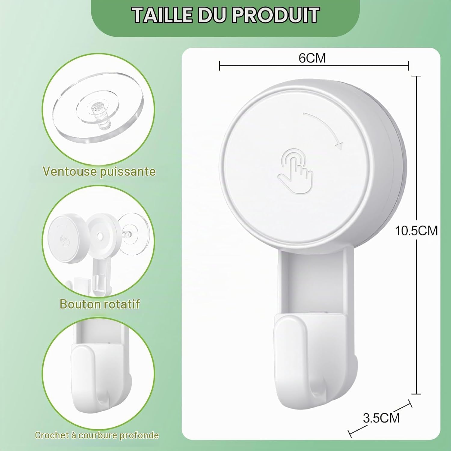Detalle de Ulinek EU-BO-2hooks zuignaphaken, set van 2 voor gladde oppervlakken