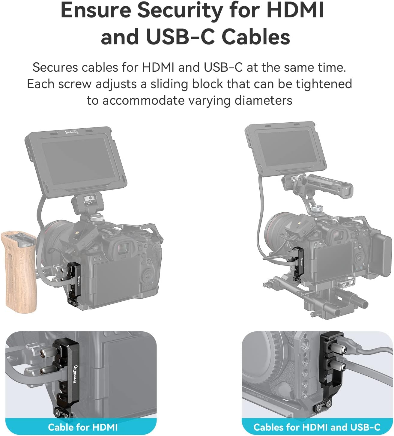 Detalle 2 de SmallRig Kabelklemme & USB‑C‑Kabelklemme für EOS R5/R6 Cage 2982/2981B