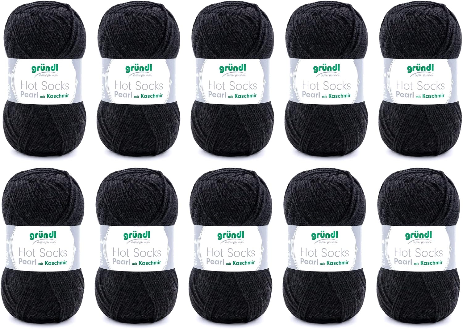Detalle de Gründl Hot Socks Pearl uni – czarna włóczka skarpetkowa, 200 m/50 g