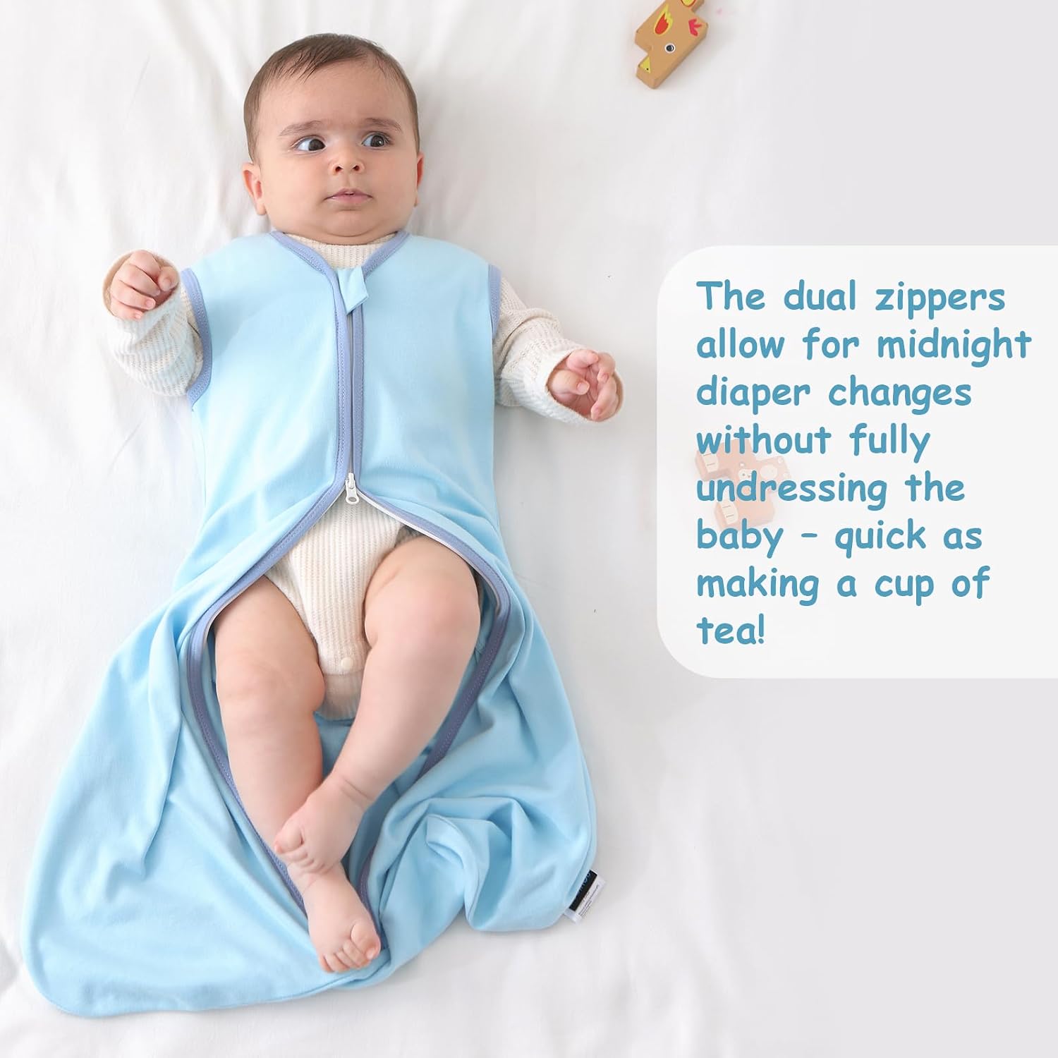 Thumbnail 6 de PewinGo Baby Schlafsack 0.5 TOG – 2er-Set aus 100% Baumwolle, Neugeborene 0–6 Monate, dualer Reißverschluss
