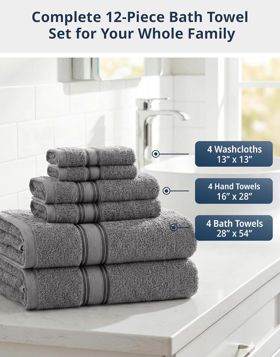 Detalle 2 de LANE LINEN Bath Towel Set 550 GSM