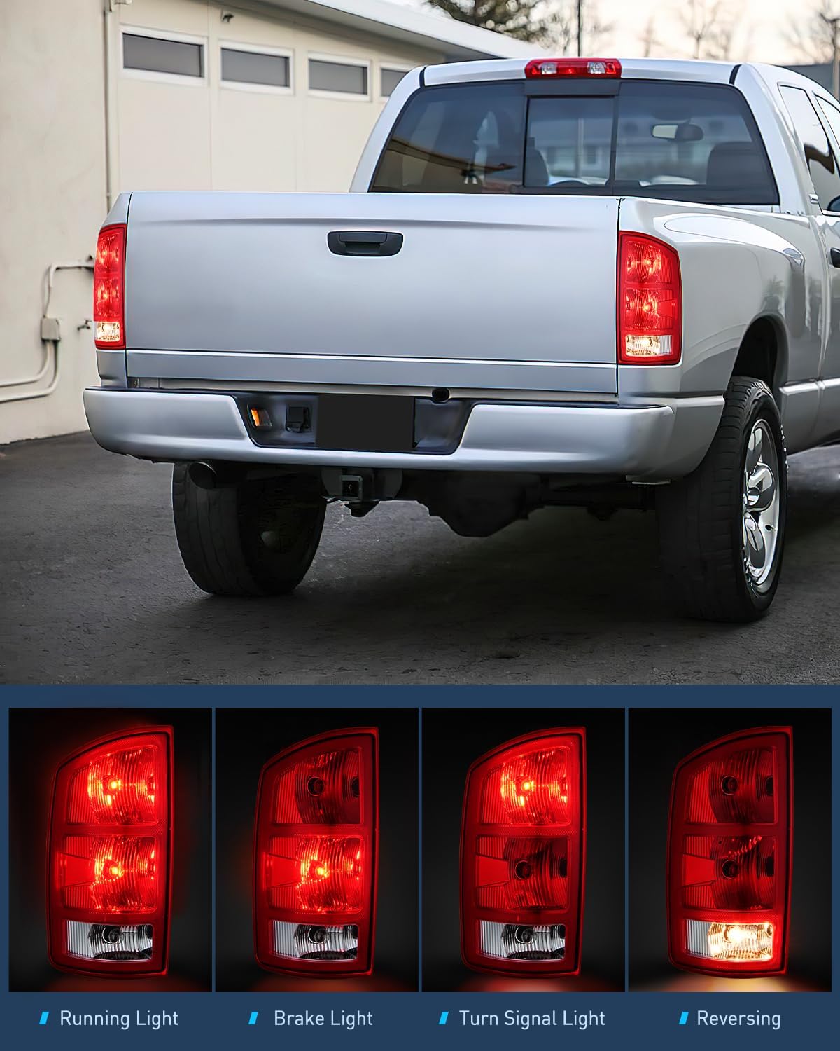 Detalle de Nilight Taillight Assembly for 2002-2006 Dodge Ram (OE-Style, Left & Right Rear Lamp)