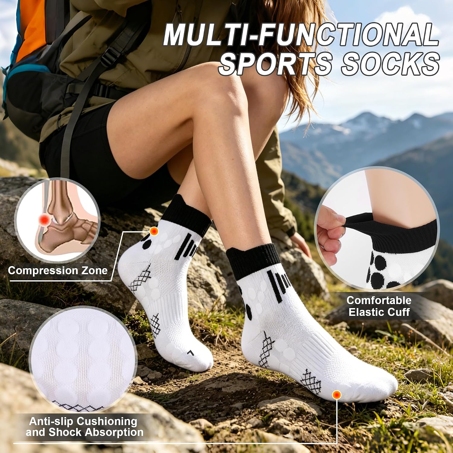 Detalle de Bequemer Laden 5 Paires Chaussettes Antidérapantes Femme – Running & Pilates