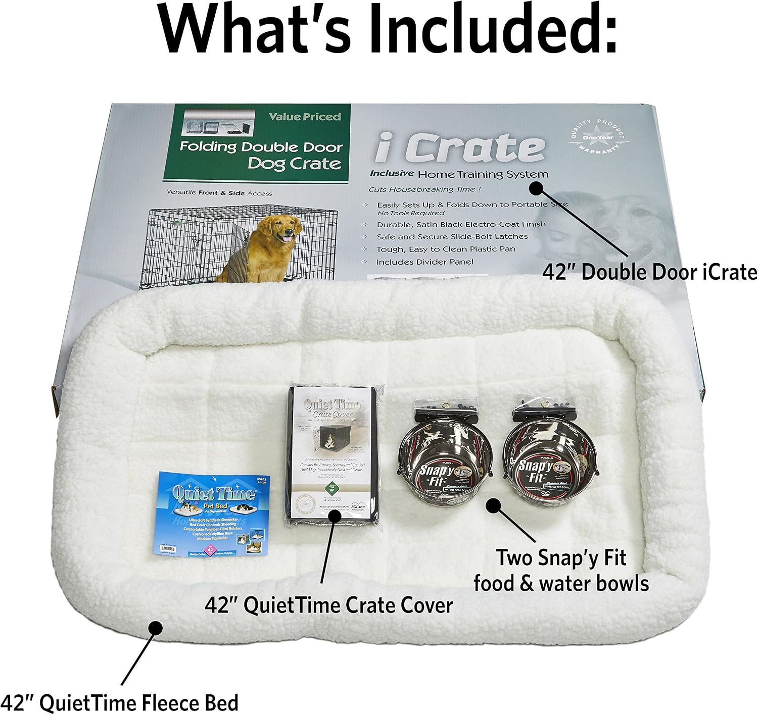 Detalle de MidWest Homes for Pets Kit di base iCrate a doppia porta 106 cm per cani di taglia grande