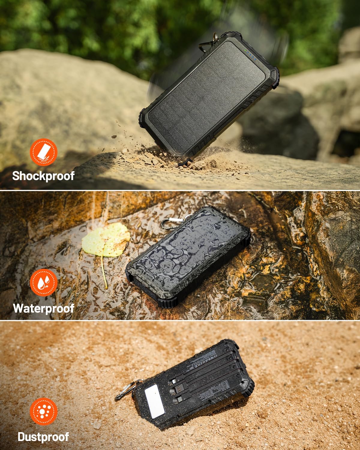 Thumbnail 6 de Uukto PN-M5W 20,000mAh Solar Power Bank with Built-In Cables and Lights