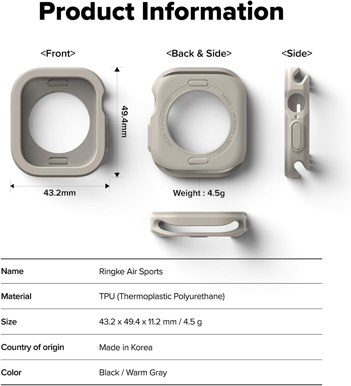 Thumbnail 6 de Ringke Air Sports 46mm Case for Apple Watch Series 11/10 – Warm Grey, Slim, Lightweight TPU