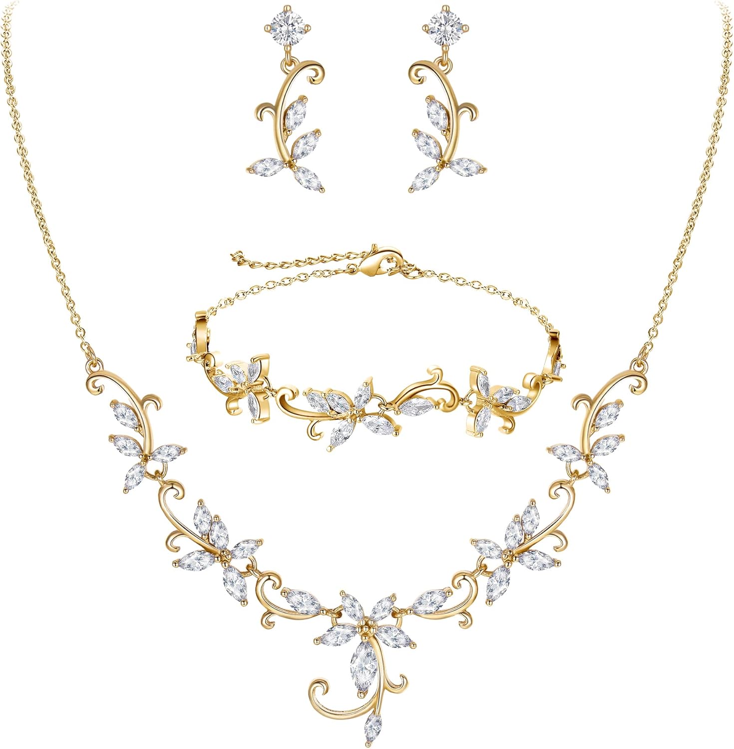 Thumbnail 6 de Parure bijoux femme mariage Clearine (3 pièces) : collier, boucles d’oreilles et bracelet en zircone cubique
